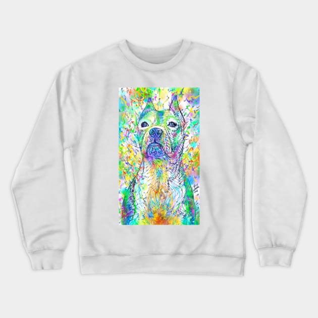 PIT BULL watercolor and ink portrait .1 Crewneck Sweatshirt by lautir